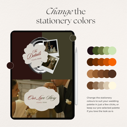 Olive Green Wedding Website Template with RSVP, Music and Countdown Timer: Old Money Wedding Invitation | Classic Digital Invitation