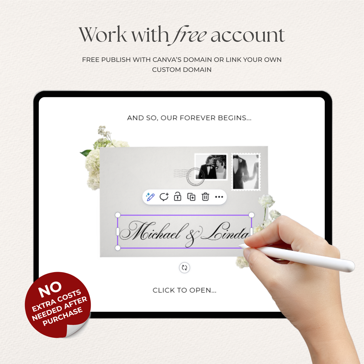 Ivory & Green Floral Save the Date Website with RSVP, Countdown Timer: Canva Digital Invitation Template (Digital Download)