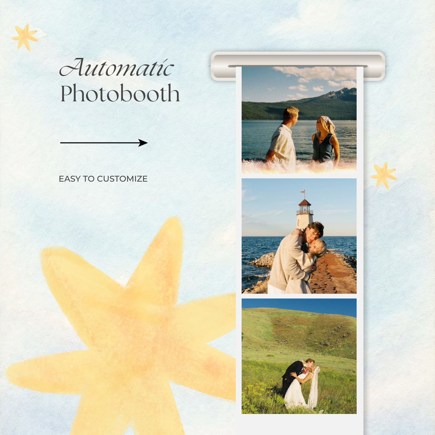 Blue & Yellow Retro Wedding Website Template | Digital Wedding Invitation with RSVP, Music and Coundown Timer | Instant Download