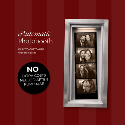 Burgundy Photo Booth Wedding Website Template with RSVP,Music and Countdown Timer: Modern Digital Wedding Invitation | Instant Download