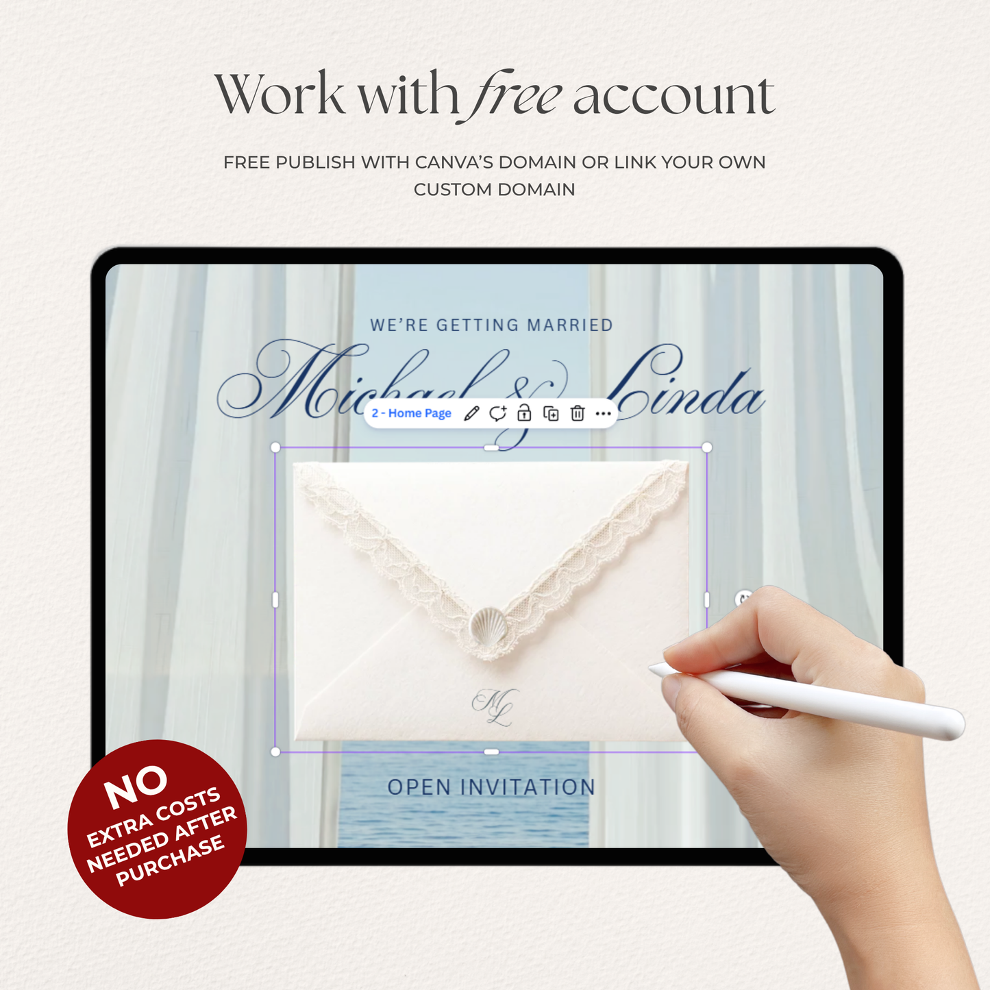 Dusty Blue Floral Wedding Website Template | Digital Wedding Invitation with RSVP, Music and Countdown Timer | Instant Download
