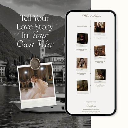 Old Money Wedding Website Template | Vintage Digital Wedding Invitation with RSVP, Music and Coundown Timer | Instant Download