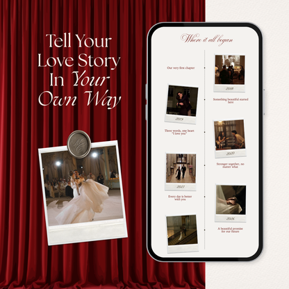 Burgundy Wedding Website Template | Digital Wedding Invitation with RSVP, Music and Countdown Timer | Instant Download