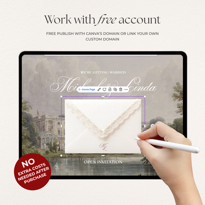 Burgundy Vintage Floral Wedding Website Template with RSVP, Music and Countdown Timer: Ivory Wedding invitations (Digital Download)