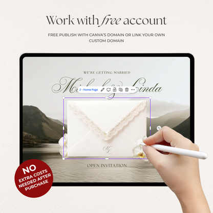 Olive Green Floral Wedding Website Template with RSVP, Music and Countdown Timer: DIY Canva Template (Digital Download)