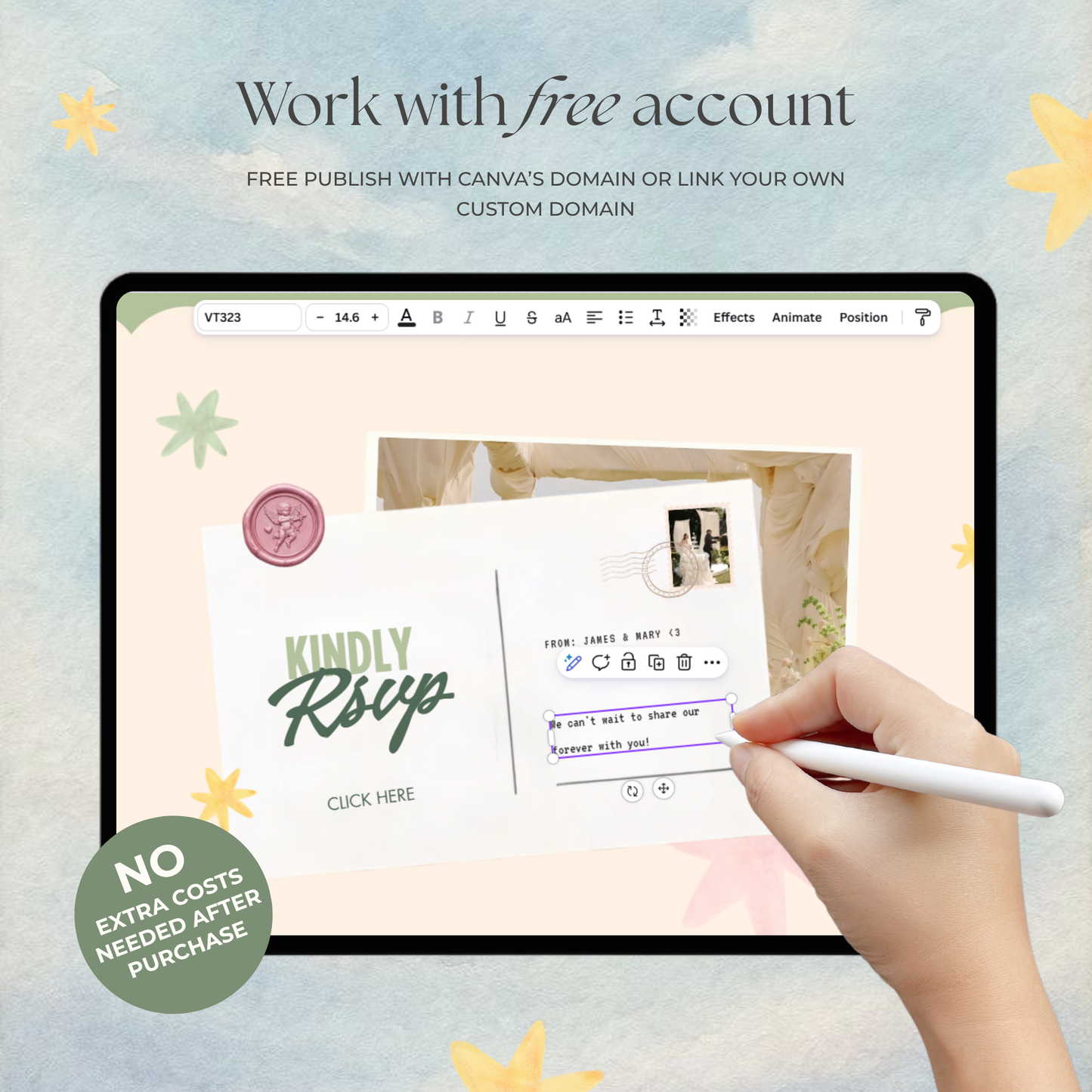Colorful Floral Wedding Website Template with RSVP, Music and Countdown Timer: DIY Canva Template (Digital Download)
