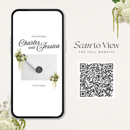 Ivory, Green & Black Floral Wedding Website Template with RSVP, Music and Countdown Timer: Editable Canva Design (Digital Download)