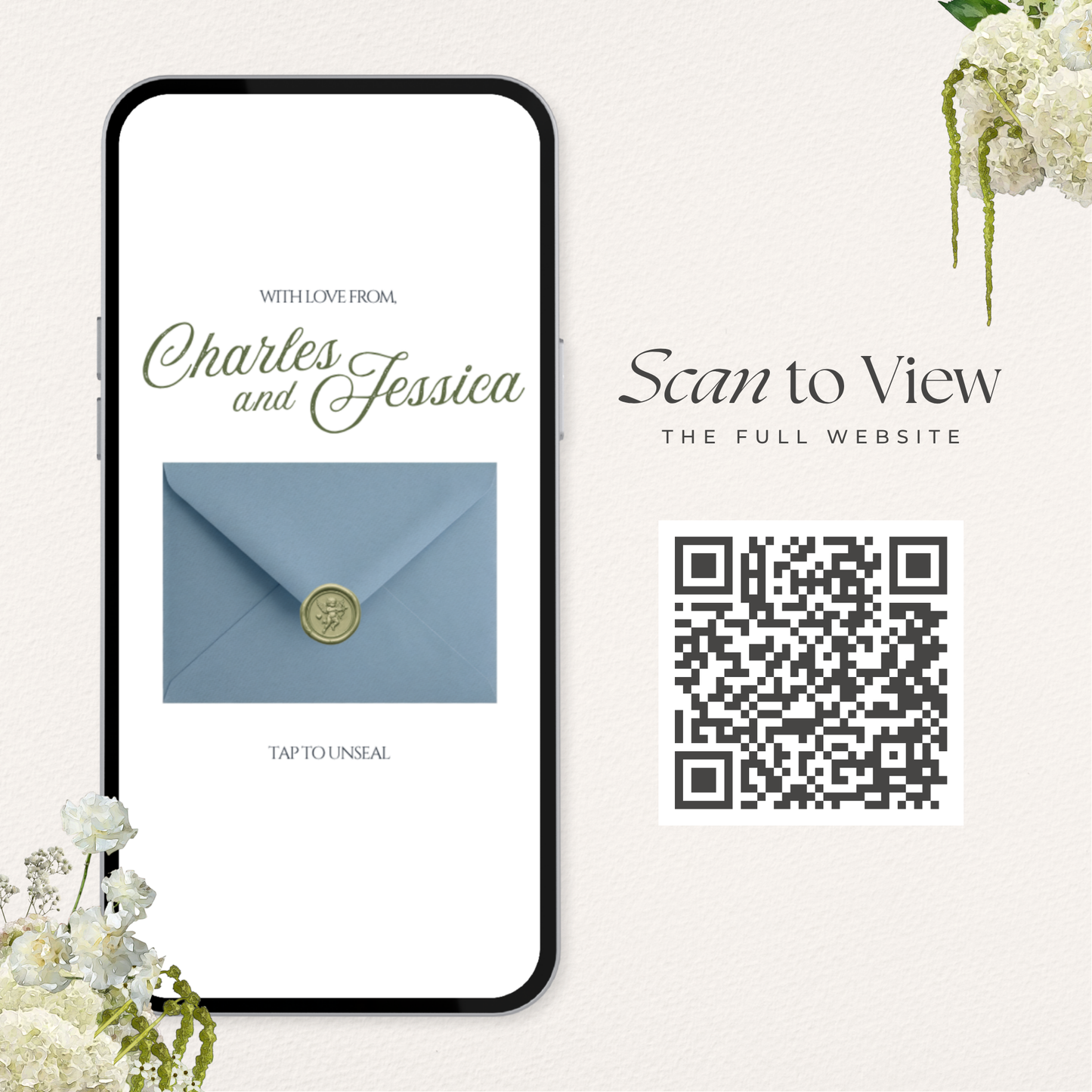 Dusty Blue Wedding Website Template with RSVP, Music and Countdown Timer: Elegant Editable Old Money Canva Site | Invitation Classic Wedding