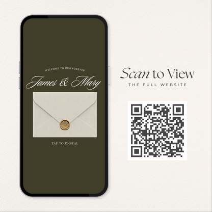 Olive Green Wedding Website Template with RSVP, Music and Countdown Timer: Old Money Wedding Invitation | Classic Digital Invitation