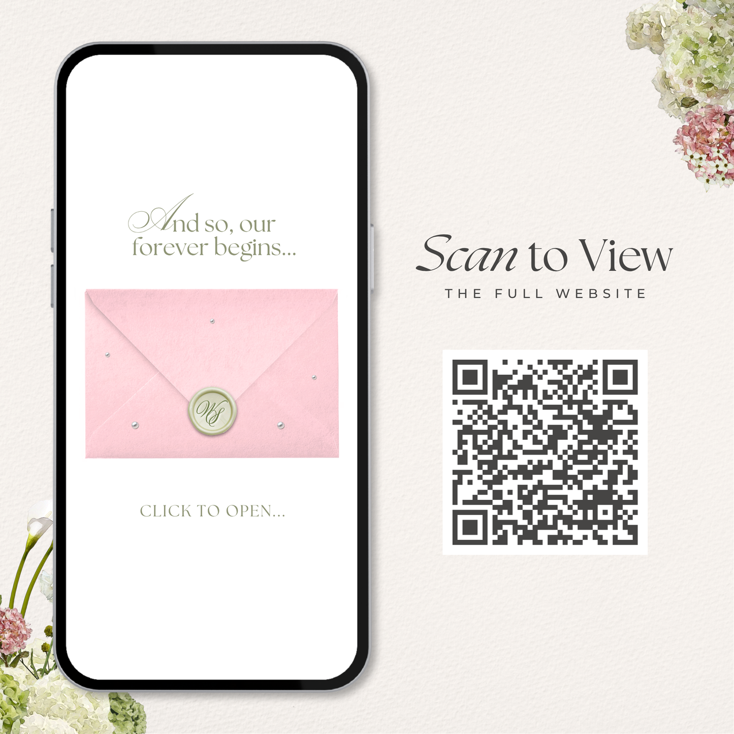 Pink & Green Floral Wedding Website Template with RSVP, Music and Countdown Timer: Editable Canva Design (Digital Download)