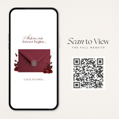Burgundy & Ivory Vintage Floral Wedding Website Template with RSVP, Music and Countdown Timer | Editable Canva Design (Digital Download)