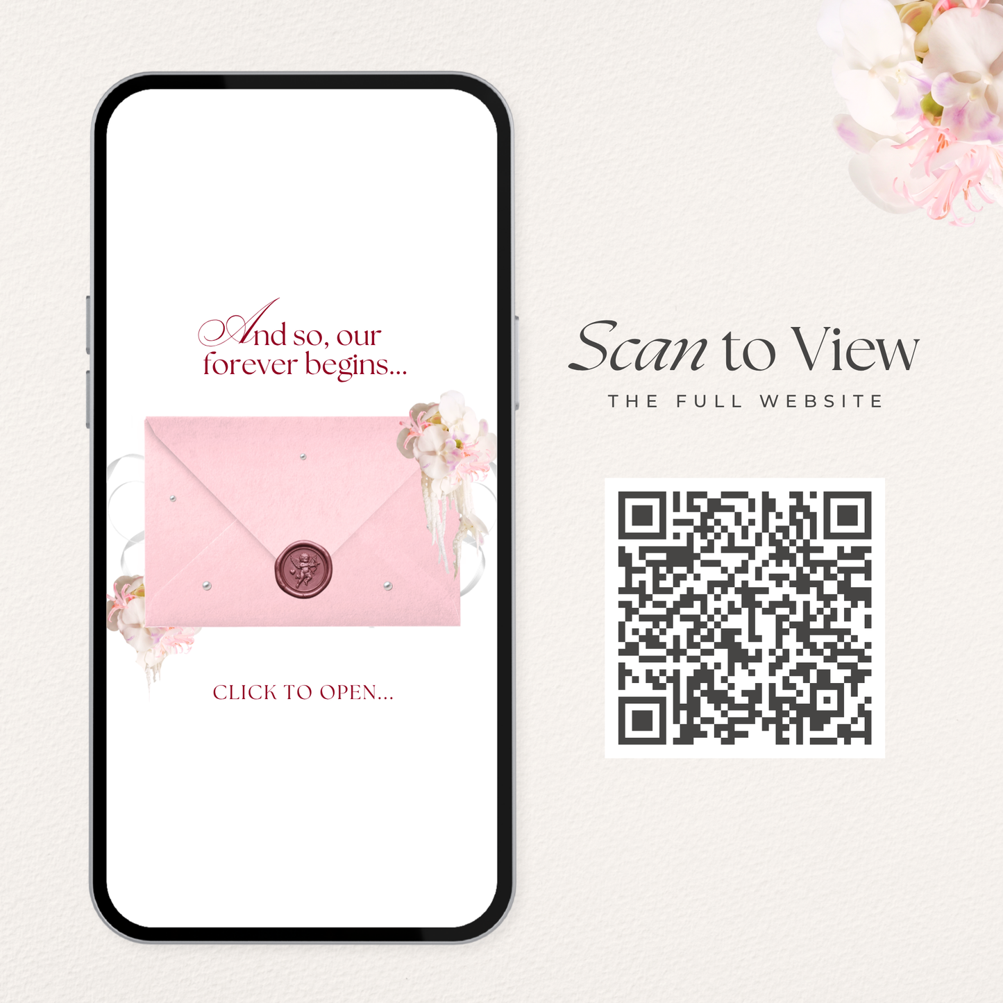 Burgundy, Green & Pink Floral Wedding Website Template with RSVP, Music and Countdown Timer: Editable Canva Design (Digital Download)