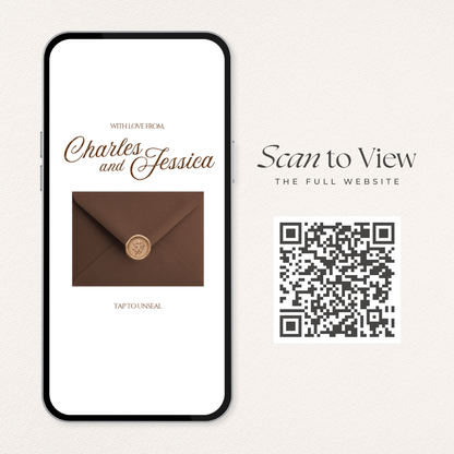 Espresso Brown & Ivory Wedding Website Template with RSVP, Music and Coundown Timer: Editable Canva Design (Digital Download)