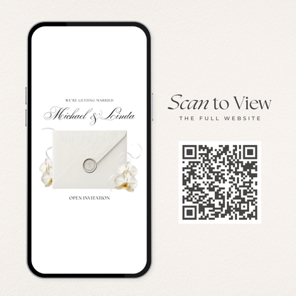 White & Black Floral Wedding Website Template with RSVP, Music and Countdown Timer | Wedding invites (Digital Download)