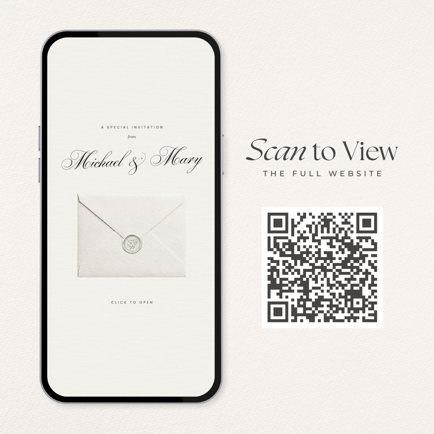 Ivory & Black Minimal Wedding Website Template with RSVP, Countdown and Music: DIY Canva Template (Digital Download)