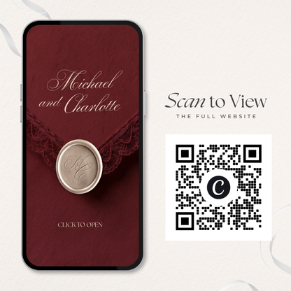 Burgundy Wedding Website Template | Digital Wedding Invitation with RSVP, Music and Countdown Timer | Instant Download