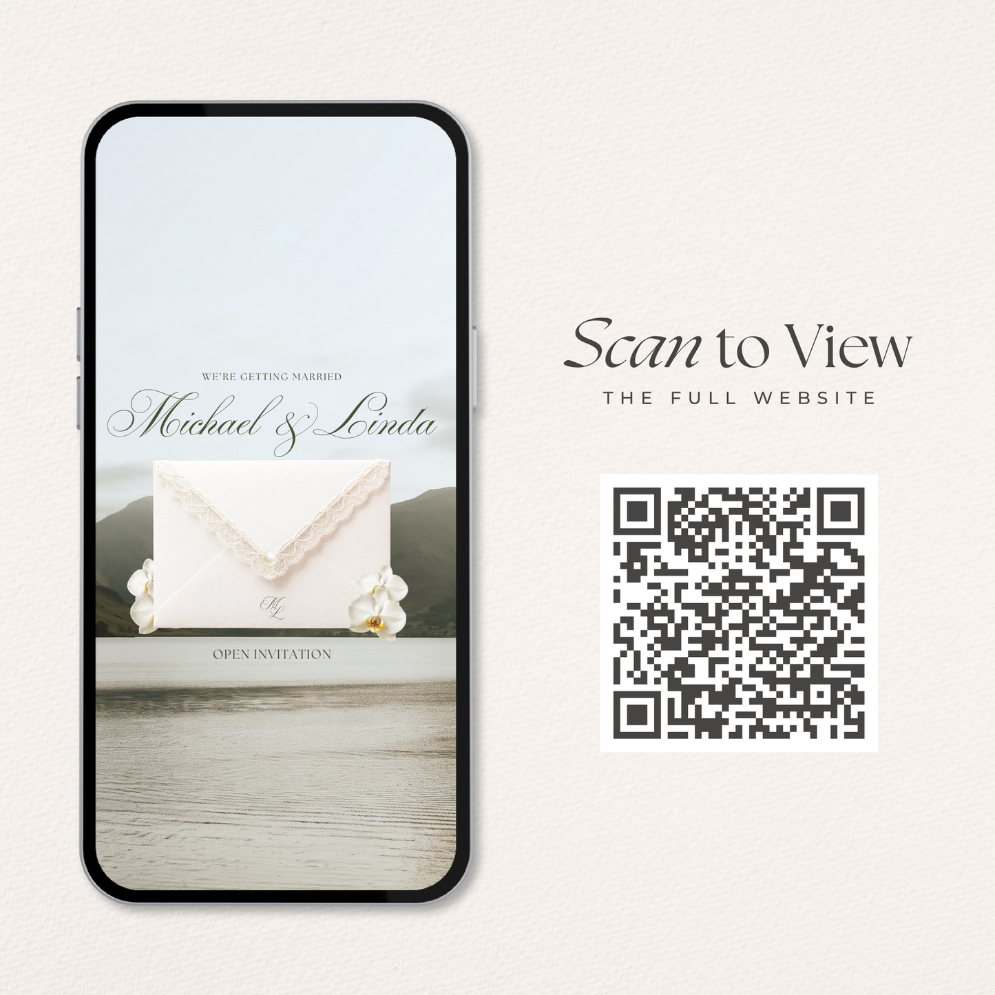 Olive Green Floral Wedding Website Template with RSVP, Music and Countdown Timer: DIY Canva Template (Digital Download)
