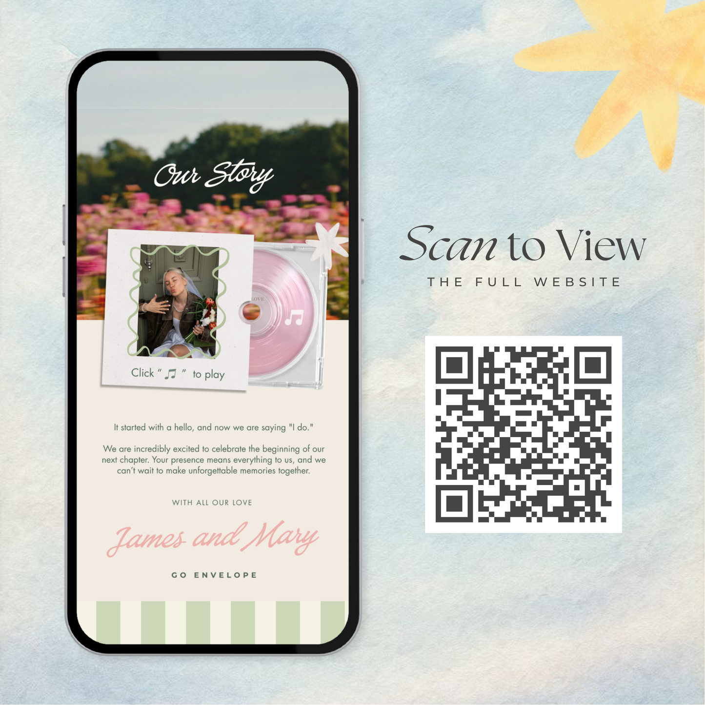 Colorful Floral Wedding Website Template with RSVP, Music and Countdown Timer: DIY Canva Template (Digital Download)