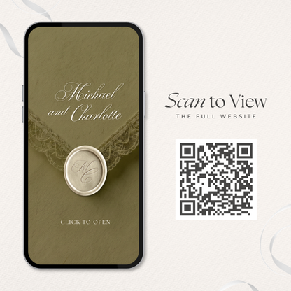 Olive Green Wedding Website Template Canva | Digital Wedding Invitation with RSVP, Music and Countdown Timer | Instant Download