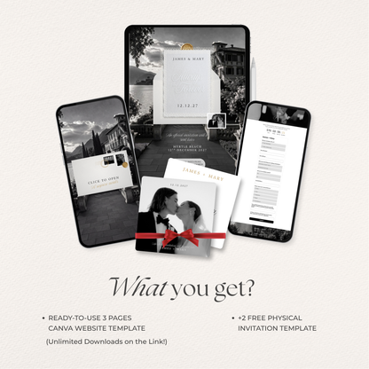 Black White Romantic Lace Save the Date Website with Details Form, RSVP and Countdown Timer: Canva Digital Invitation (Digital Download)