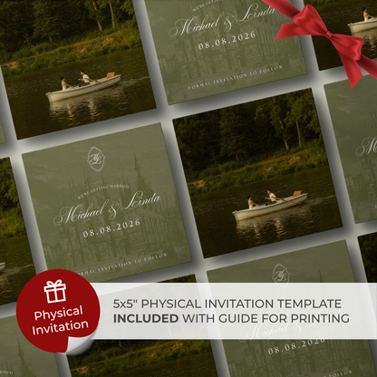 Olive Green & Burgundy Save the Date Website with RSVP, Countdown Timer: DIY Canva Template (Digital Download)