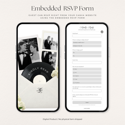 Ivory & Green Floral Save the Date Website with RSVP, Countdown Timer: Canva Digital Invitation Template (Digital Download)