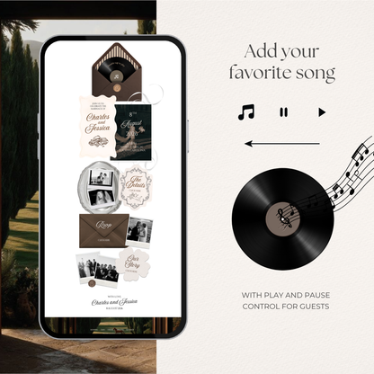 Espresso Brown & Ivory Wedding Website Template with RSVP, Music and Coundown Timer: Editable Canva Design (Digital Download)