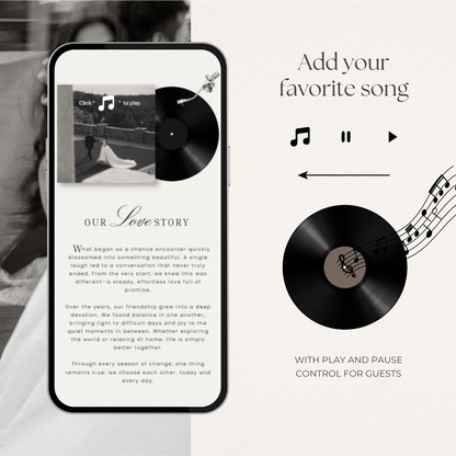 Ivory & Black Minimal Wedding Website Template with RSVP, Countdown and Music: DIY Canva Template (Digital Download)