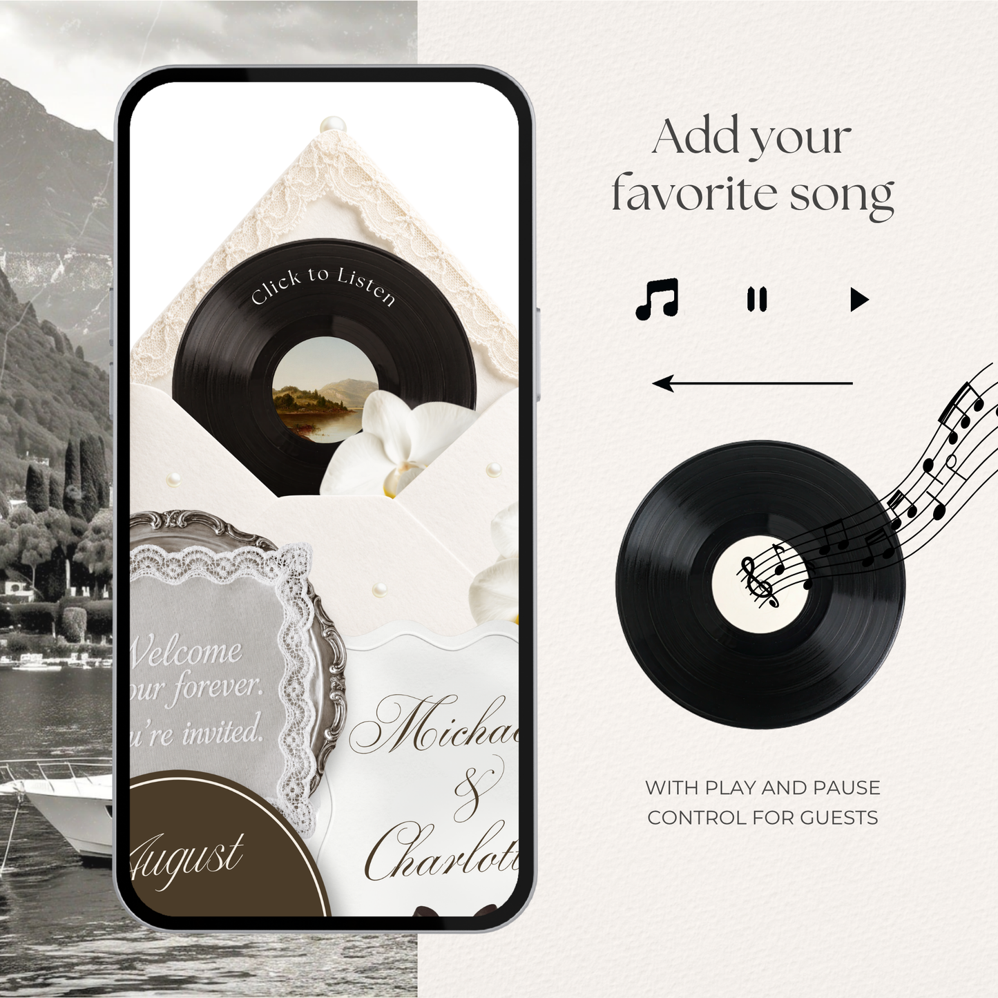 Old Money Wedding Website Template | Vintage Digital Wedding Invitation with RSVP, Music and Coundown Timer | Instant Download