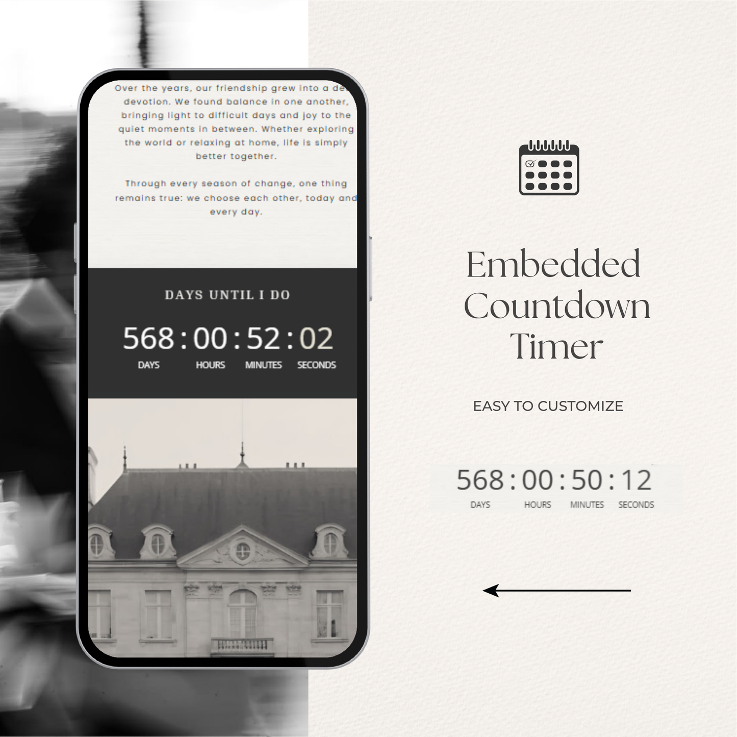 Ivory & Black Minimal Wedding Website Template with RSVP, Countdown and Music: DIY Canva Template (Digital Download)