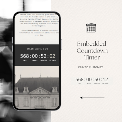 Ivory & Black Minimal Wedding Website Template with RSVP, Countdown and Music: DIY Canva Template (Digital Download)