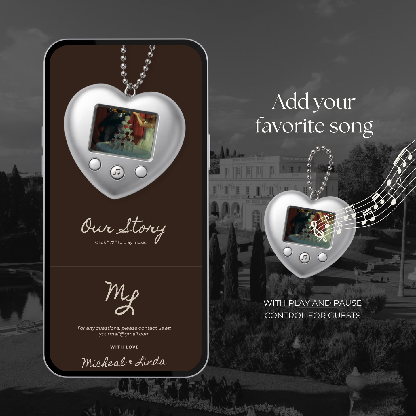 Brown Photo Booth Wedding Website Template with RSVP,Music and Countdown Timer: Modern Digital Wedding Invitation | Instant Download