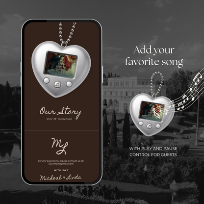 Brown Photo Booth Wedding Website Template with RSVP,Music and Countdown Timer: Modern Digital Wedding Invitation | Instant Download