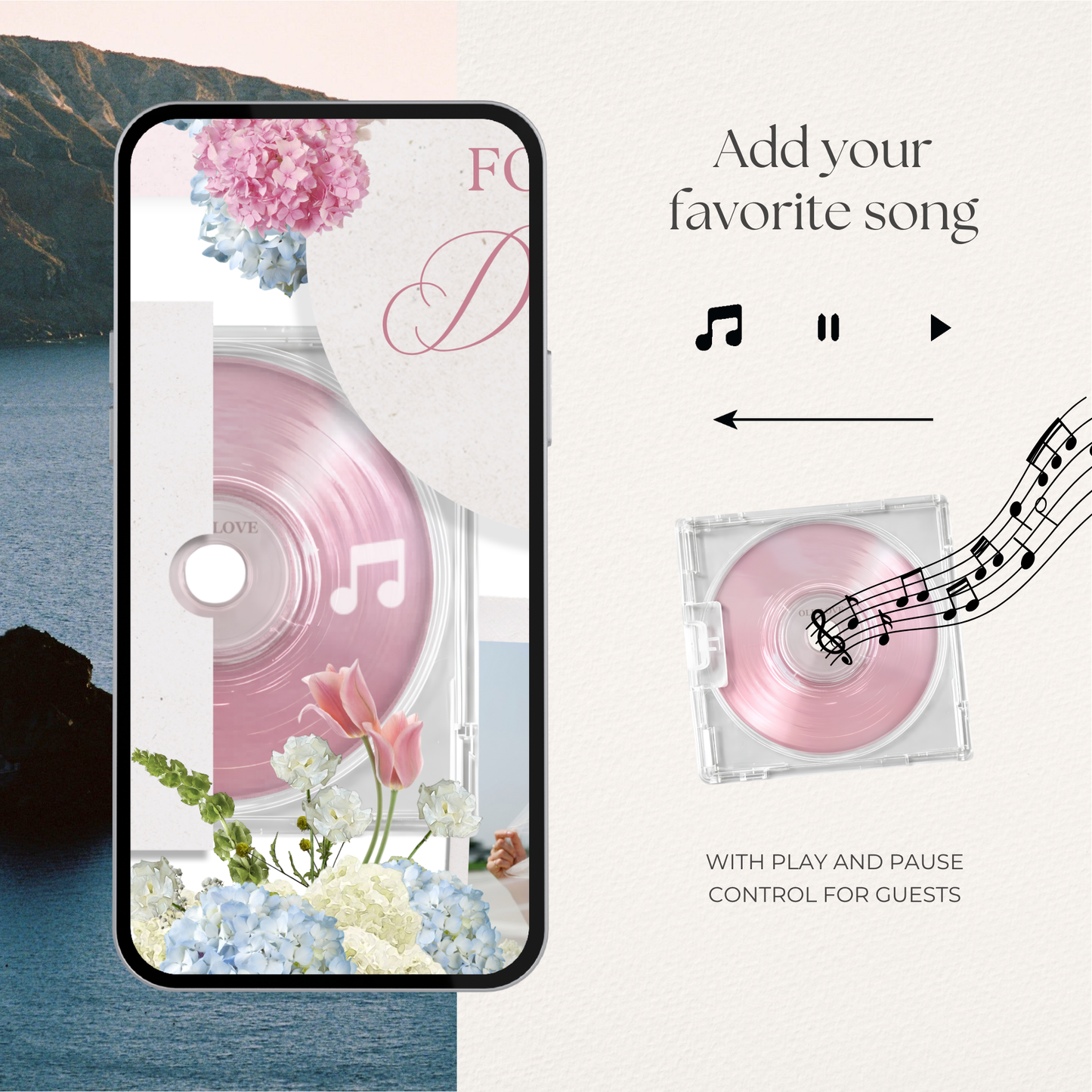 Blush Pink & Blue Floral Wedding Website Template with RSVP, Countdown and Music: Editable Canva Design (Digital Download)