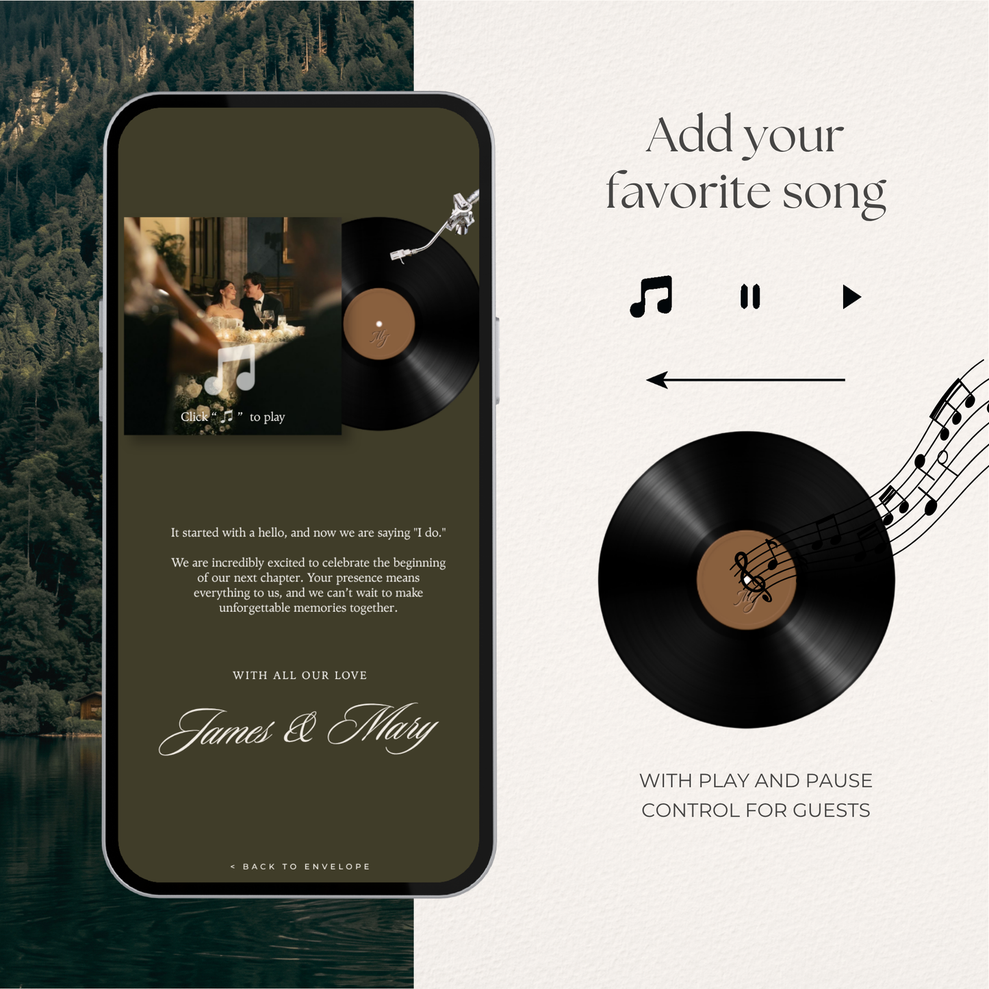 Olive Green Wedding Website Template with RSVP, Music and Countdown Timer: Old Money Wedding Invitation | Classic Digital Invitation