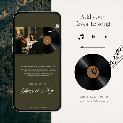 Olive Green Wedding Website Template with RSVP, Music and Countdown Timer: Old Money Wedding Invitation | Classic Digital Invitation