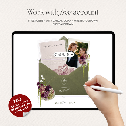 Olive Green & Burgundy Save the Date Website with RSVP, Countdown Timer: DIY Canva Template (Digital Download)