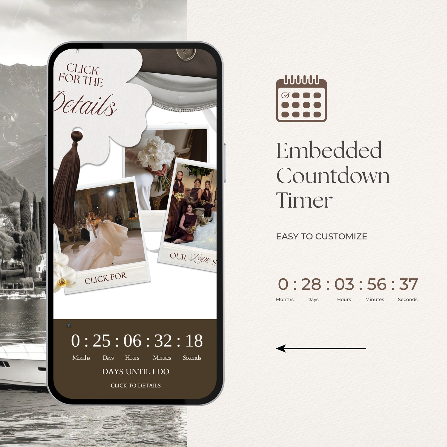 Old Money Wedding Website Template | Vintage Digital Wedding Invitation with RSVP, Music and Coundown Timer | Instant Download