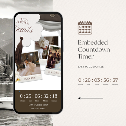 Old Money Wedding Website Template | Vintage Digital Wedding Invitation with RSVP, Music and Coundown Timer | Instant Download