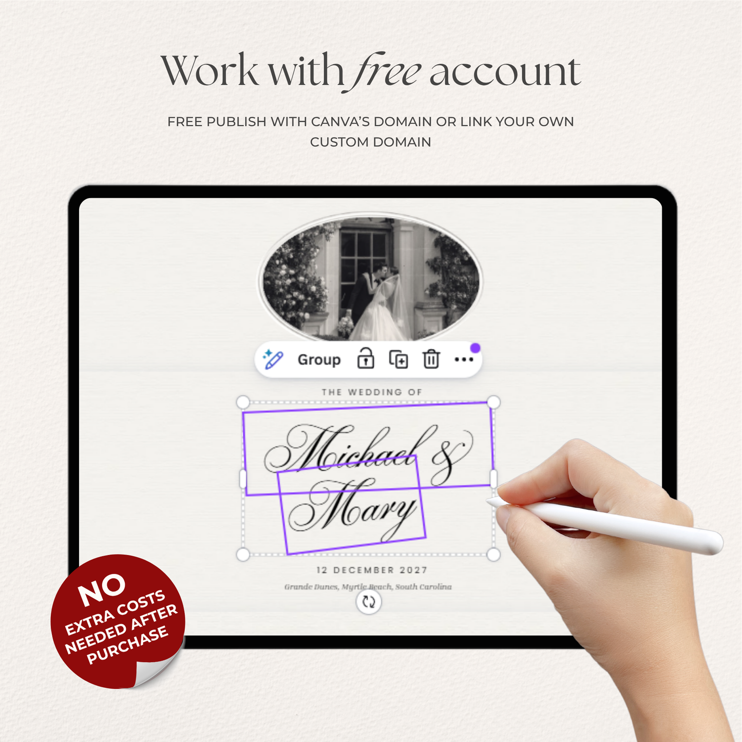 Ivory & Black Minimal Wedding Website Template with RSVP, Countdown and Music: DIY Canva Template (Digital Download)