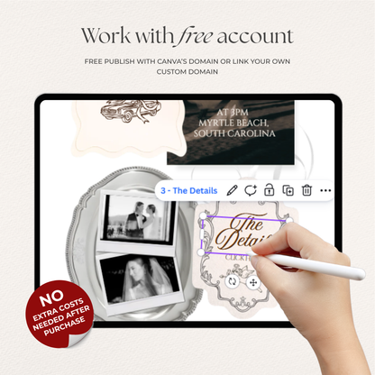 Espresso Brown & Ivory Wedding Website Template with RSVP, Music and Coundown Timer: Editable Canva Design (Digital Download)