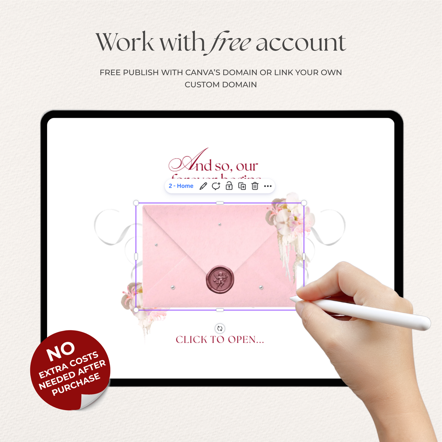 Burgundy, Green & Pink Floral Wedding Website Template with RSVP, Music and Countdown Timer: Editable Canva Design (Digital Download)