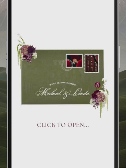 Olive Green & Burgundy Save the Date Website with RSVP, Countdown Timer: DIY Canva Template (Digital Download)