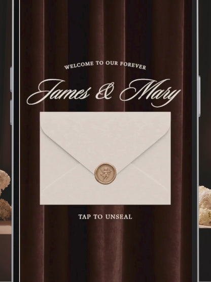 Old Money Wedding Website Template with RSVP, Music and Countdown Timer: Classic Brown Digital Invitation