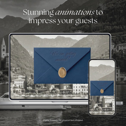 Navy & Dusty Blue Wedding Website Template with RSVP, Music and Countdown Timer: Editable Canva Design (Digital Download)