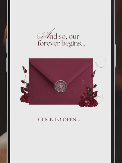 Burgundy & Ivory Vintage Floral Wedding Website Template with RSVP, Music and Countdown Timer | Editable Canva Design (Digital Download)