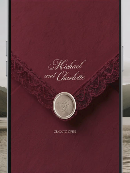 Burgundy Wedding Website Template | Digital Wedding Invitation with RSVP, Music and Countdown Timer | Instant Download