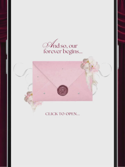 Burgundy, Green & Pink Floral Wedding Website Template with RSVP, Music and Countdown Timer: Editable Canva Design (Digital Download)