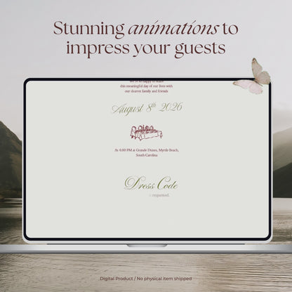 Olive Green Wedding Website Template Canva | Digital Wedding Invitation with RSVP, Music and Countdown Timer | Instant Download