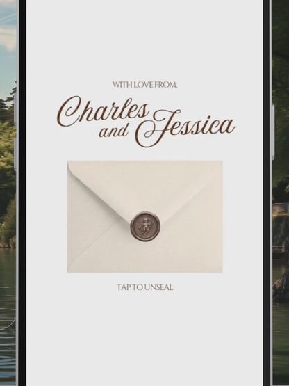Brown & Ivory Wedding Website Template with RSVP, Music and Countdown Timer: Classic Floral Envelope Digital Invitation
